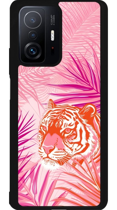Xiaomi 11T Case Hülle - Silikon schwarz Tiger Palmen rosa