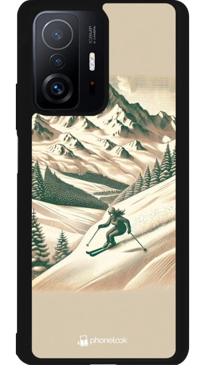 Coque Xiaomi 11T - Silicone rigide noir Vintage Ski Mountain