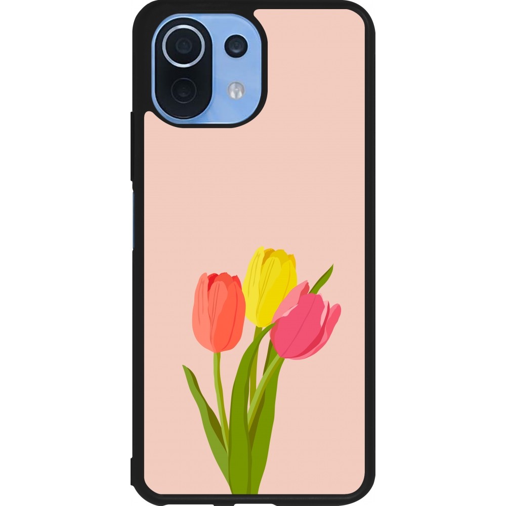 Coque Xiaomi Mi 11 Lite 5G - Silicone rigide noir Spring 23 tulip trio