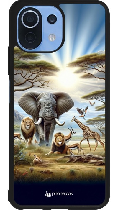 Coque Xiaomi Mi 11 Lite 5G - Silicone rigide noir Vie sauvage africaine