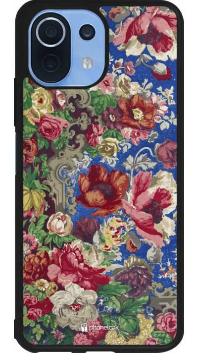 Xiaomi Mi 11 Lite 5G Case Hülle - Silikon schwarz Vintage Art Flowers