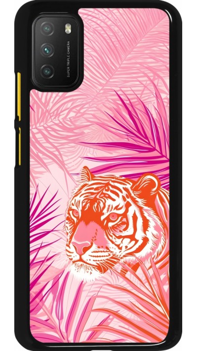 Xiaomi Poco M3 Case Hülle - Tiger Palmen rosa