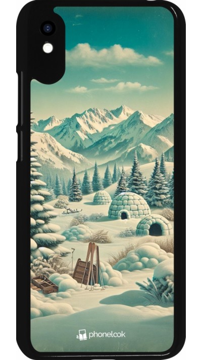 Coque Xiaomi Redmi 9A - Vintage Snowy Mountain Igloo