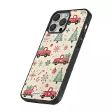 Coque iPhone 14 Pro - Silicone rigide noir Noël 2024 Camion Sapin