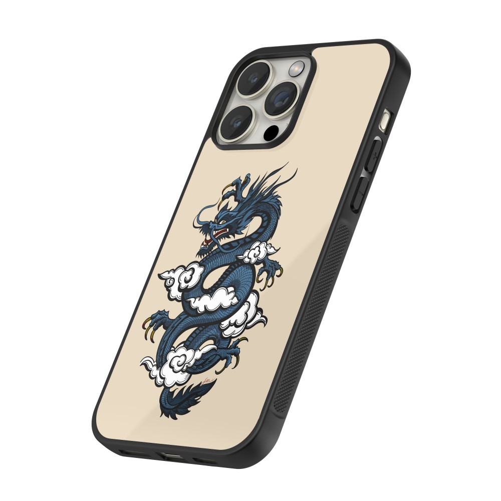 iPhone 16 Pro Max Case Hülle - Silikon schwarz Blue Dragon Tattoo