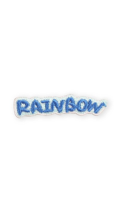 Sticker Aufkleber für Handy/Tablet/Computer 3D gestickt - Rainbow blauer Text