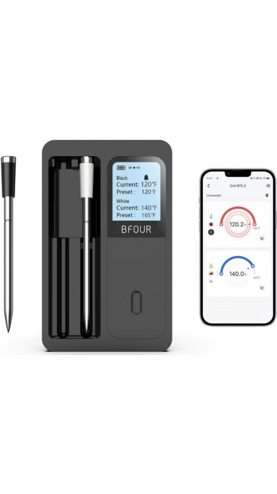BFOUR Smart Bluetooth doppel Fleisch Thermometer BF-40 Eco-Friendly Li-Ithium Akku LCD Display + APP