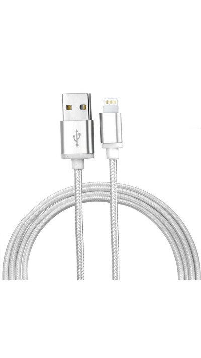 Câble iPhone (1m) Lightning vers USB-A - Nylon metal - Argent