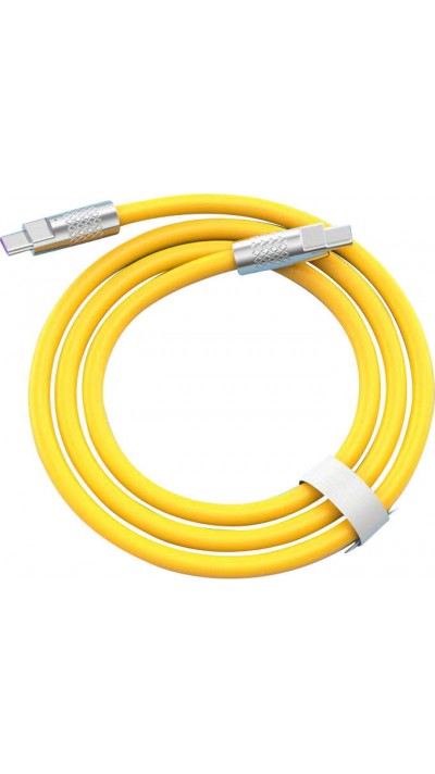 USB-C zu USB-C Ladekabel (2m) robust und bunt mit stylischem Kopf aus Aluminium - Gelb