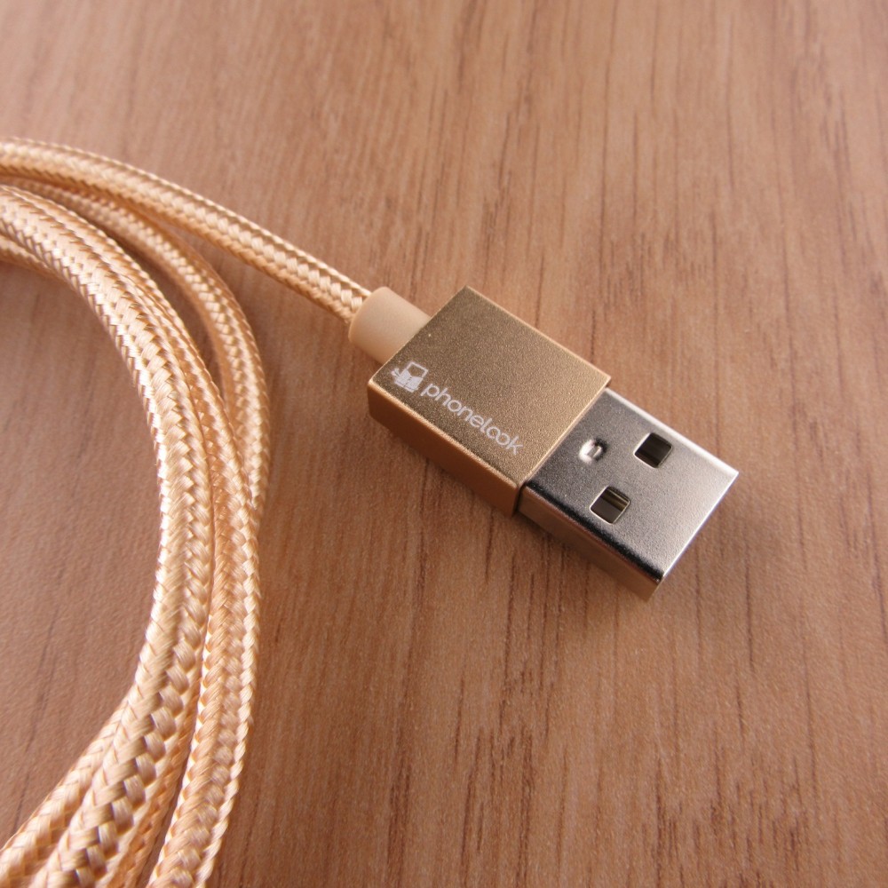 Câble chargeur (1.5 m) USB-A vers USB-C - Nylon PhoneLook - Or