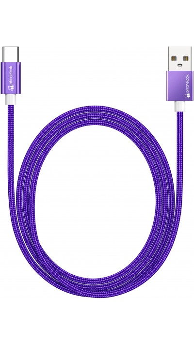 Ladekabel (1.5 m) USB-A auf USB-C - Nylon PhoneLook - Violett