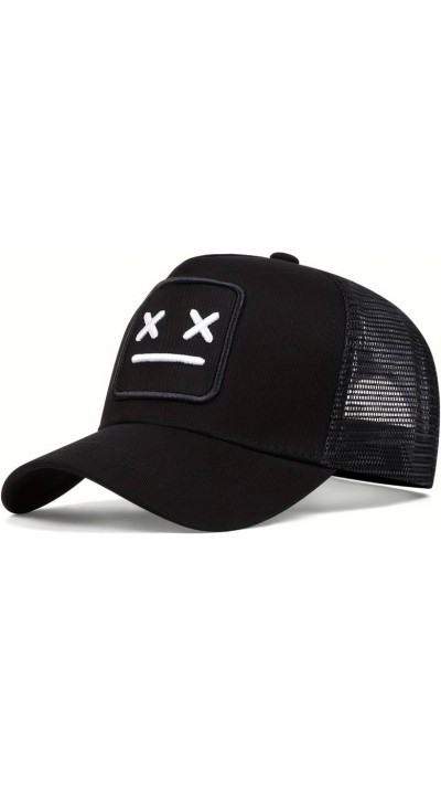 Baseballkappe aus atmungsaktivem Mesh - Unisex Trucker Cap mit Trendmotiv - Schwarz