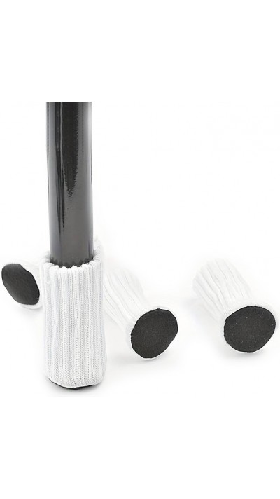 Dekorative Stuhl- und Tischbein Socken - Universelle Schutz Stulpen Stoffschoner (4 Stück) - Weiss