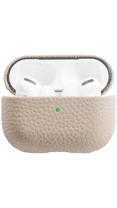 AirPods Pro Case Hülle - Schock absorbierend luxus case Echtleder - Hellbeige