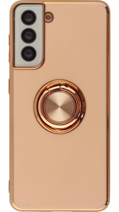 Hülle Samsung Galaxy S24 - Gummi Bronze mit Ring - Rosa