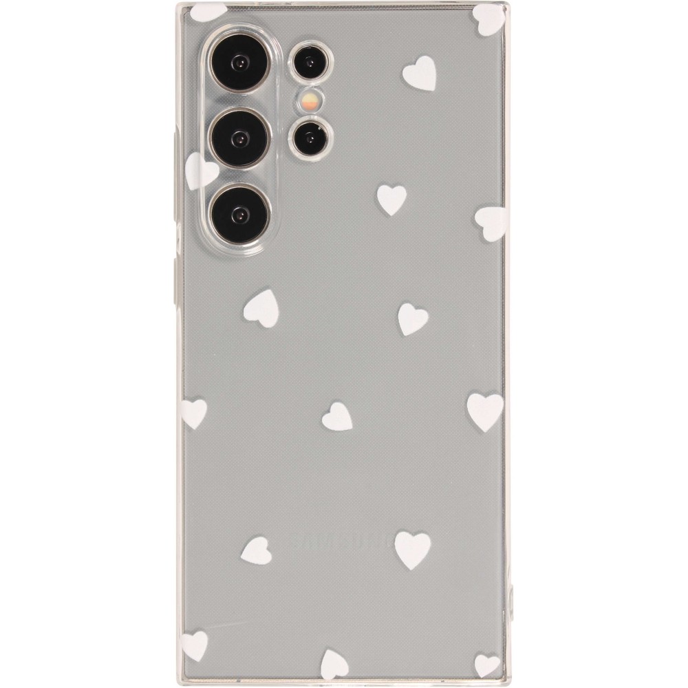 Coque Samsung Galaxy S24 Ultra - Gel petit coeur transparent - Blanc