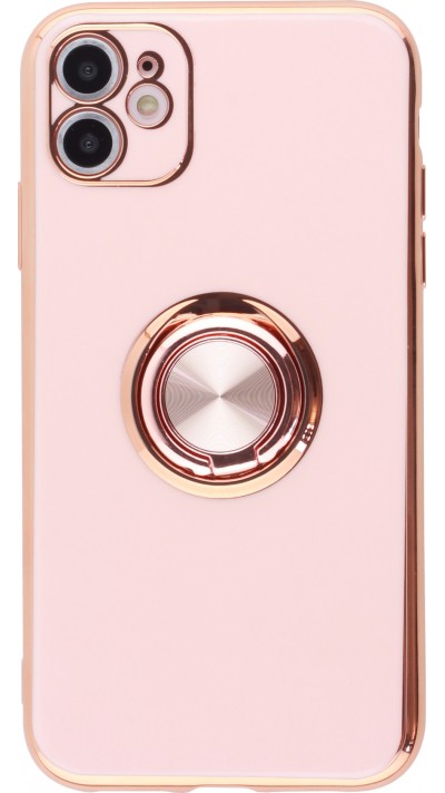 Hülle iPhone 14 Pro Max - Gummi Bronze mit Ring - Rosa
