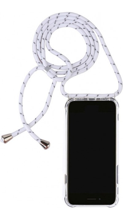 Coque iPhone 15 Pro - Gel transparent avec lacet - Blanc tacheté