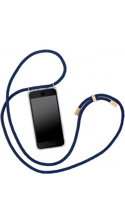 Coque iPhone 15 Pro - Gel transparent avec lacet - Bleu