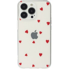 Coque iPhone 16 Pro - Gel petit coeur transparent - Rouge