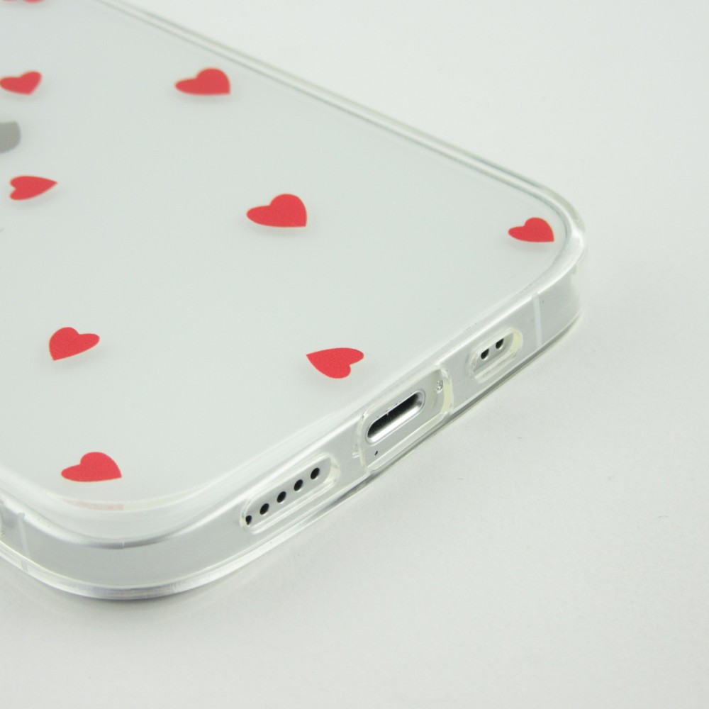 Coque iPhone 16 Pro - Gel petit coeur transparent - Rouge