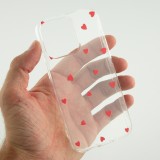 Coque iPhone 16 Pro - Gel petit coeur transparent - Rouge