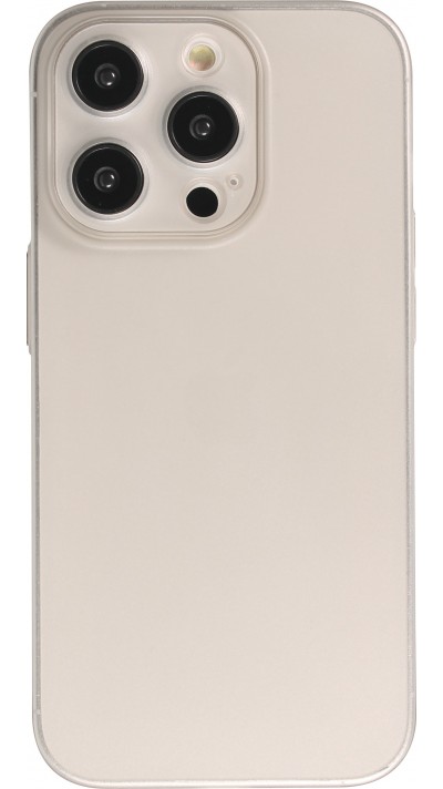 Coque iPhone 15 Pro - plastique ultra fin semi-transparent mat - Gris