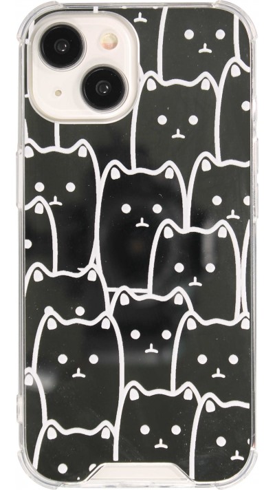 Coque iPhone 14 Plus - Gel bumper chat miroir - Transparent