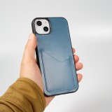 Coque iPhone 14 Plus - Gel silicone brillant Haze porte-carte - Bleu