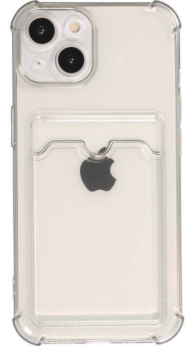 Coque iPhone 13 - Gel silicone bumper super flexible avec porte-carte transparent - Gris