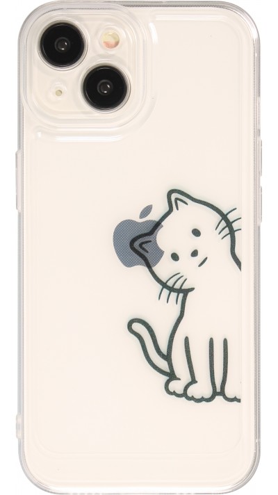 iPhone 14 Case Hülle - Silikon Cover transparent süsse kleine Katze