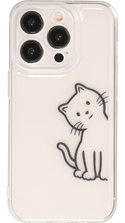 Coque iPhone 14 Pro - Gel silicone transparent petit chat trop mignon