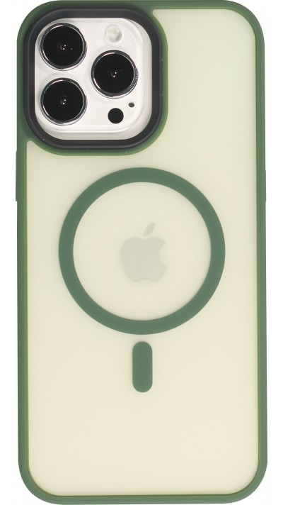 Coque iPhone 14 Pro Max - Jelly cover glass semi-transparente MagSafe - Midnight green
