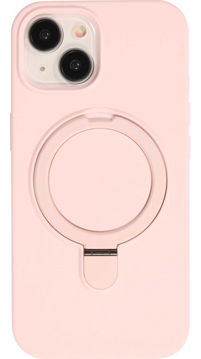 Coque iPhone 14 - Silicone mat MagSafe avec anneau de support - Rose