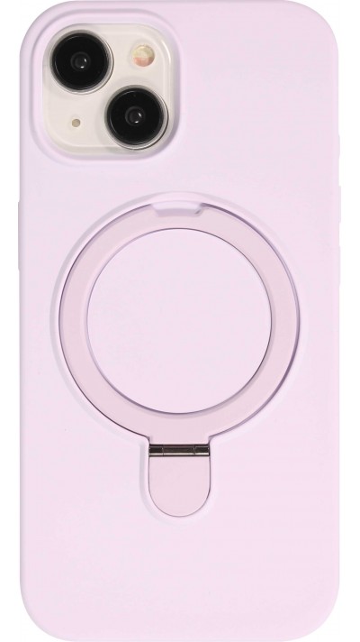 Coque iPhone 14 - Silicone mat MagSafe avec anneau de support - Violet clair