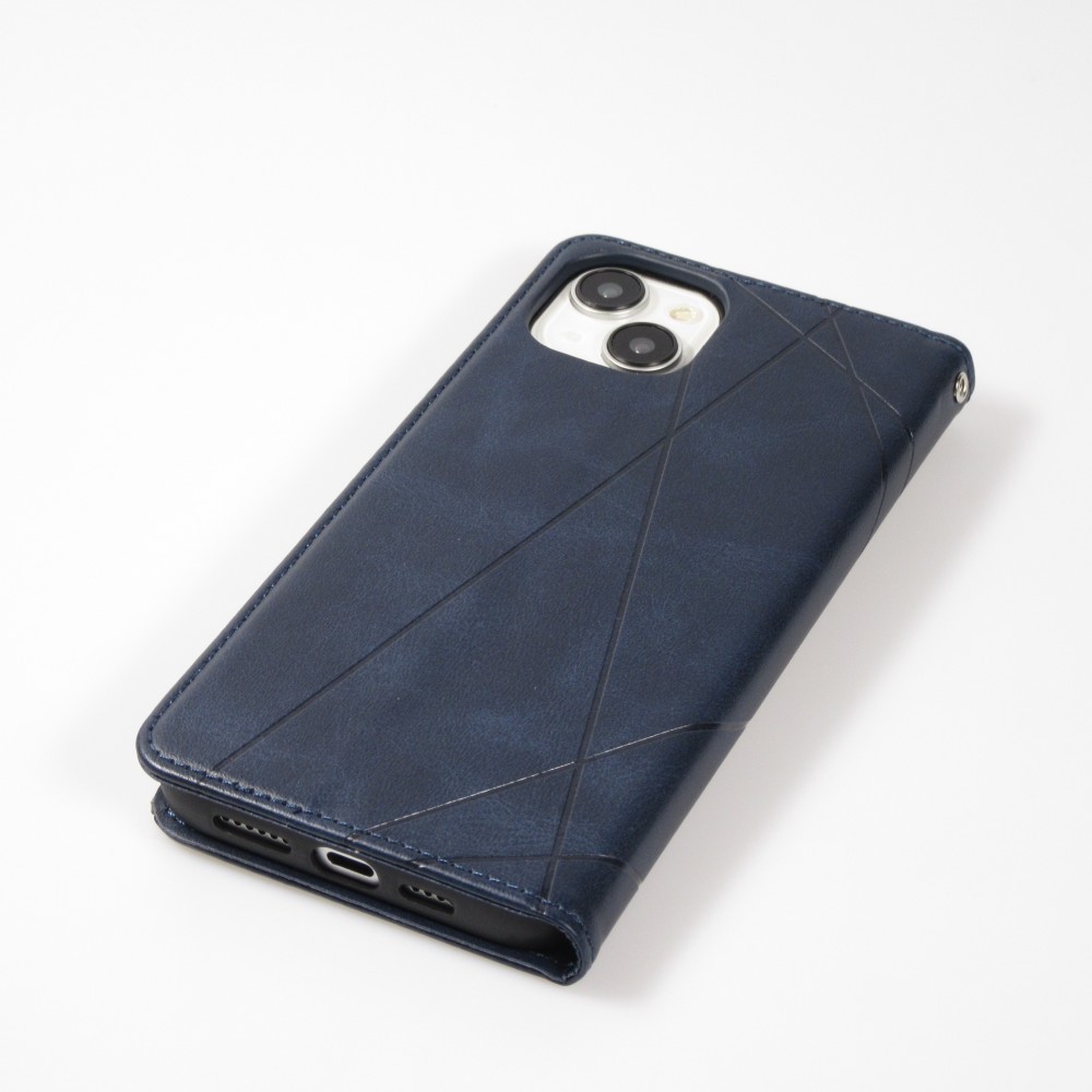 Coque iPhone 15 - Flip Géometrique - Bleu