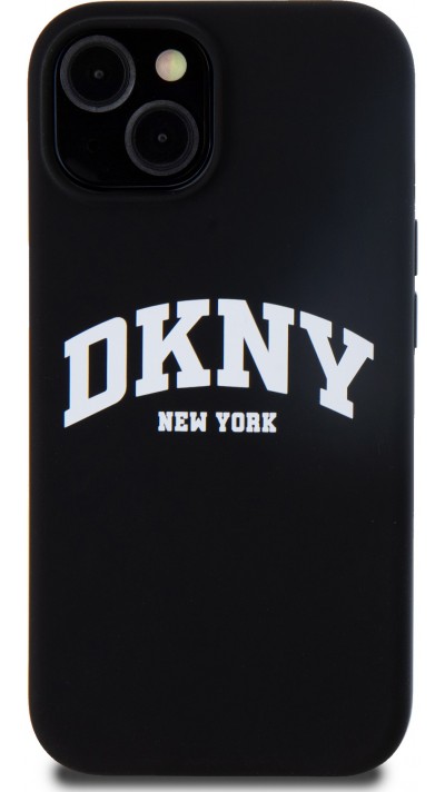 iPhone 15 Case Hülle - Liquid Silicone DKNY New York MagSafe kompatibel - Schwarz