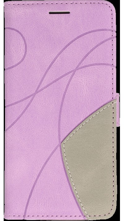 Coque iPhone 15 Plus - Flip classical elegant fine lines - Violet