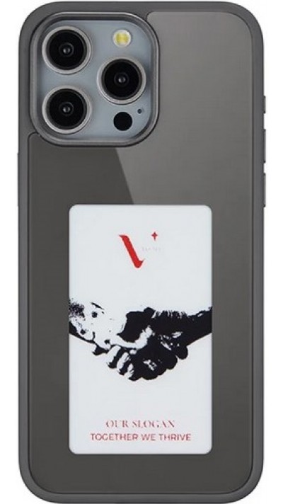 iPhone 15 Case Hülle - E-Ink Display DIY mit NFC-Technologie für persönlicher Foto-Hintergrund - Schwarz