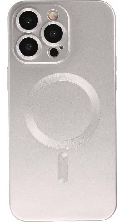 Coque iPhone 16 - Gel souple avec vitre de protection caméra MagSafe - Argent