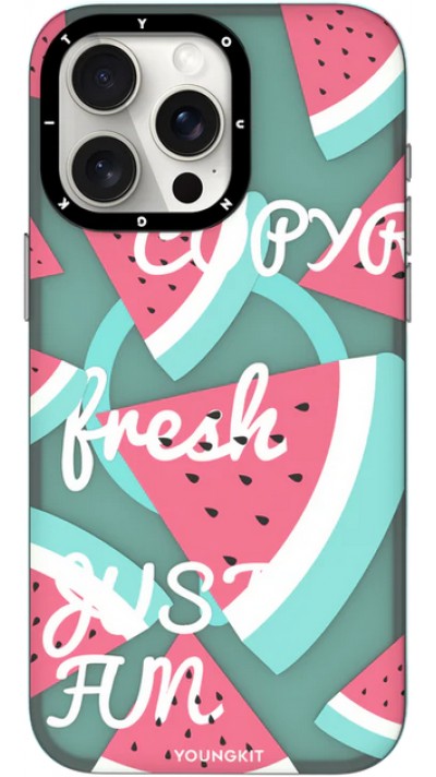 Coque iPhone 15 Pro Max - Youngkit Summer Fruit-Themed Case avec Magsafe - Pastèque