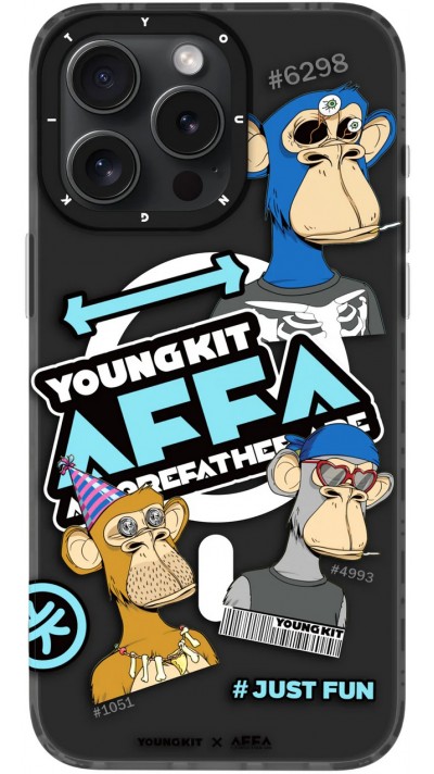 Coque iPhone 15 Pro - Youngkit Funny BoredApe (@BAYC) avec Magsafe - Noir