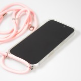 Coque iPhone 16 - Gel transparent avec lacet - Rose