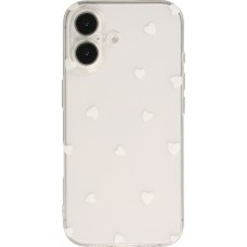 Coque iPhone 16 Plus - Gel petit coeur transparent - Blanc