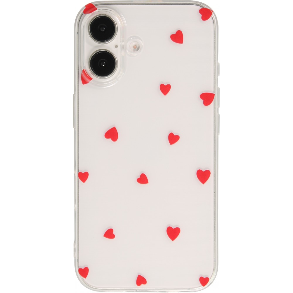 Coque iPhone 16 Plus - Gel petit coeur transparent - Rouge