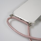 Coque iPhone 16 Plus - Gel transparent avec lacet or - Rose