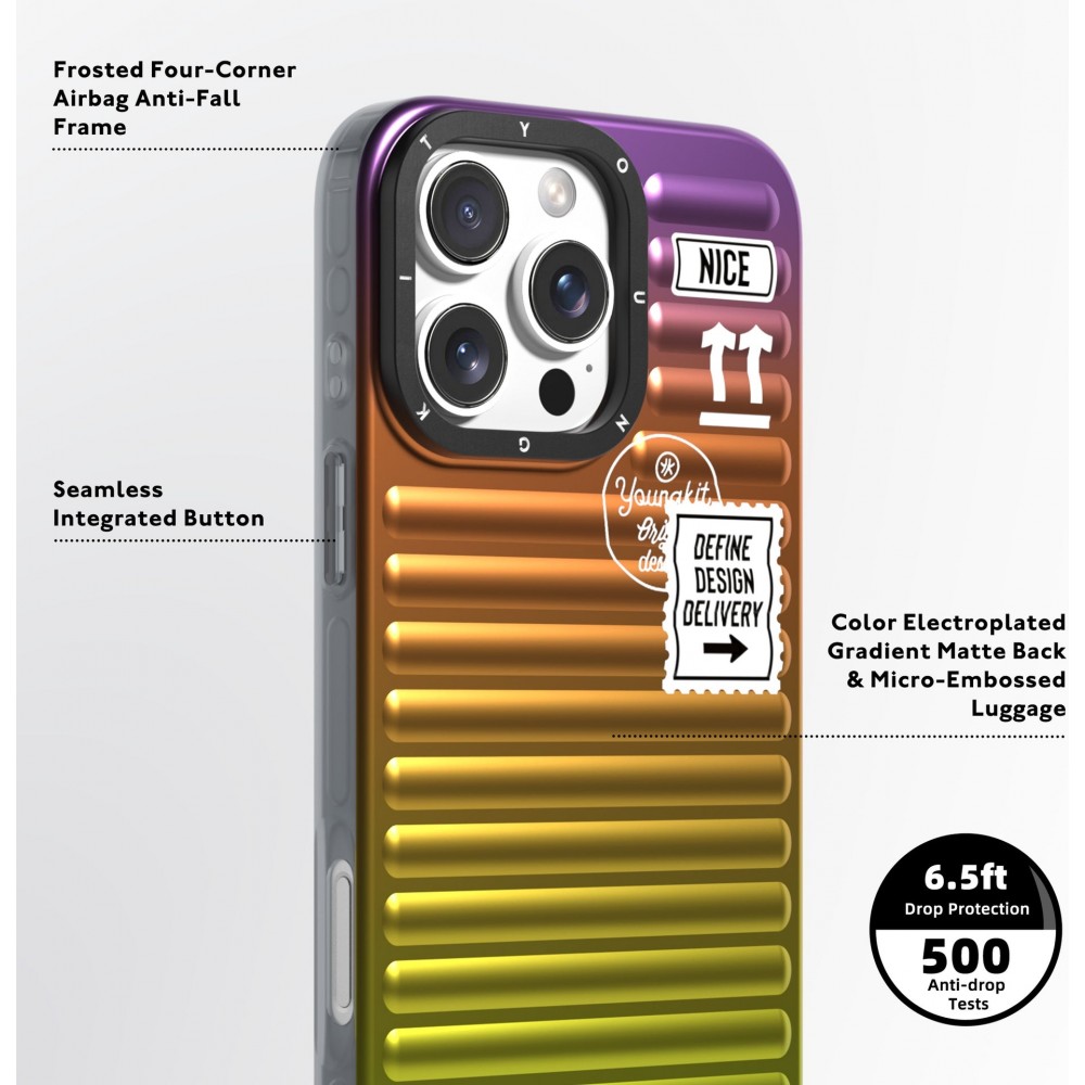 Coque iPhone 16 Pro Max - Youngkit Glow Luggage-Inspired - Orange