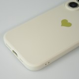 Coque iPhone 16 - Silicone Mat Coeur doré - Beige