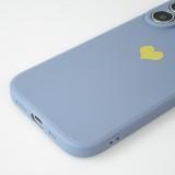 Coque iPhone 16 - Silicone Mat Coeur doré - Bleu