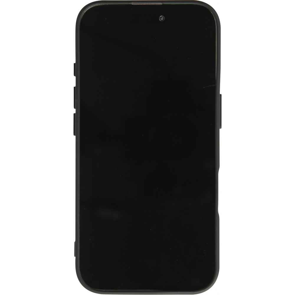 Coque iPhone 16 - Silicone Mat Coeur doré - Noir